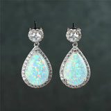 Round Crystal Stone Wedding Earrings Vintage Female Opal Earrings