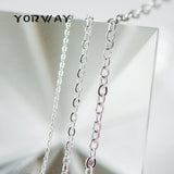 Real Rhodium Plated Flat Oval Cable Chains, 1.2-2.5mm Thin Chains