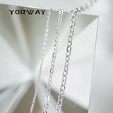 Real Rhodium Plated Flat Oval Cable Chains, 1.2-2.5mm Thin Chains