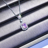 Square Zircon Pendant Necklace for Women Wedding