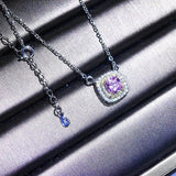 Square Zircon Pendant Necklace for Women Wedding