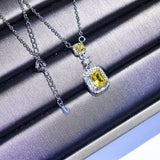 Square Zircon Pendant Necklace for Women Wedding