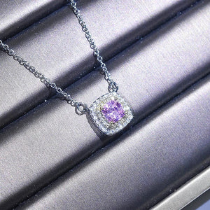Square Zircon Pendant Necklace for Women Wedding