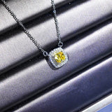 Square Zircon Pendant Necklace for Women Wedding