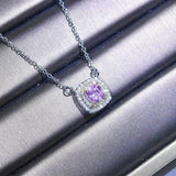 Square Zircon Pendant Necklace for Women Wedding