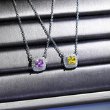 Square Zircon Pendant Necklace for Women Wedding