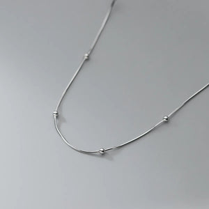 925 Sterling Silver Ball Link Choker Necklace for Women