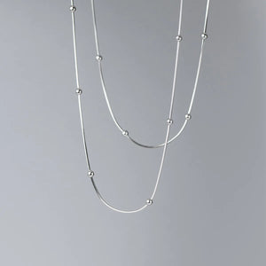 925 Sterling Silver Ball Link Choker Necklace for Women