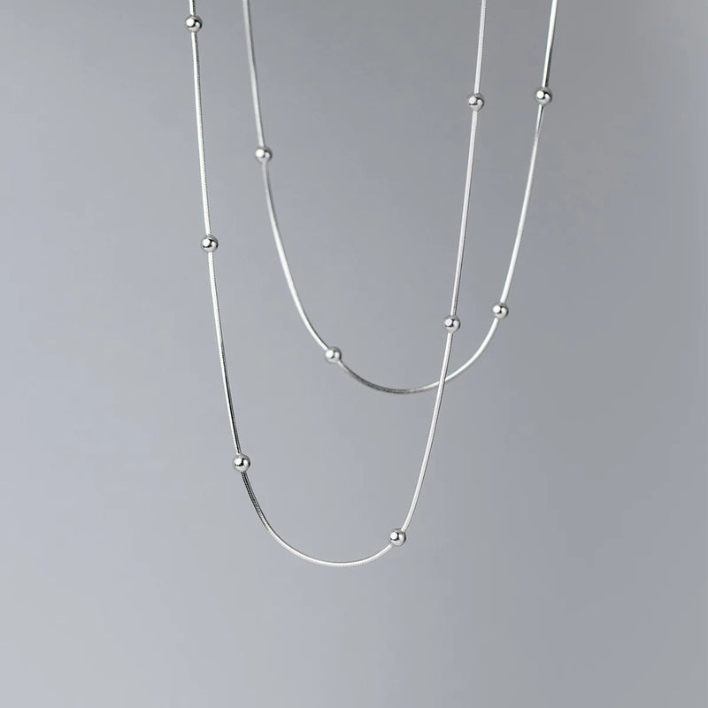 925 Sterling Silver Ball Link Choker Necklace for Women