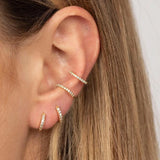 925 Silver Spike Earrings Small CZ Hoops Charm Jewelry