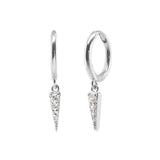 925 Silver Spike Earrings Small CZ Hoops Charm Jewelry