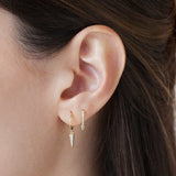 925 Silver Spike Earrings Small CZ Hoops Charm Jewelry