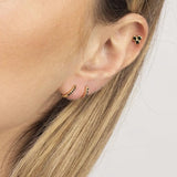 925 Silver Spike Earrings Small CZ Hoops Charm Jewelry