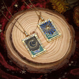 Stainless Steel Tarot Pendant Necklace Star Moon Strength
