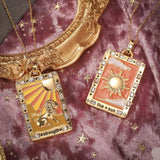 Stainless Steel Tarot Pendant Necklace Star Moon Strength