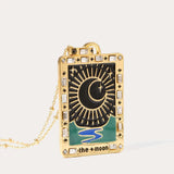 Stainless Steel Tarot Pendant Necklace Star Moon Strength