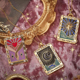 Stainless Steel Tarot Pendant Necklace Star Moon Strength