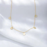 925 Silver 14k Yellow Plated Round Disc Coin Station Necklace