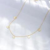 925 Silver 14k Yellow Plated Round Disc Coin Station Necklace