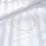 925 Silver 14k Yellow Plated Round Disc Coin Station Necklace