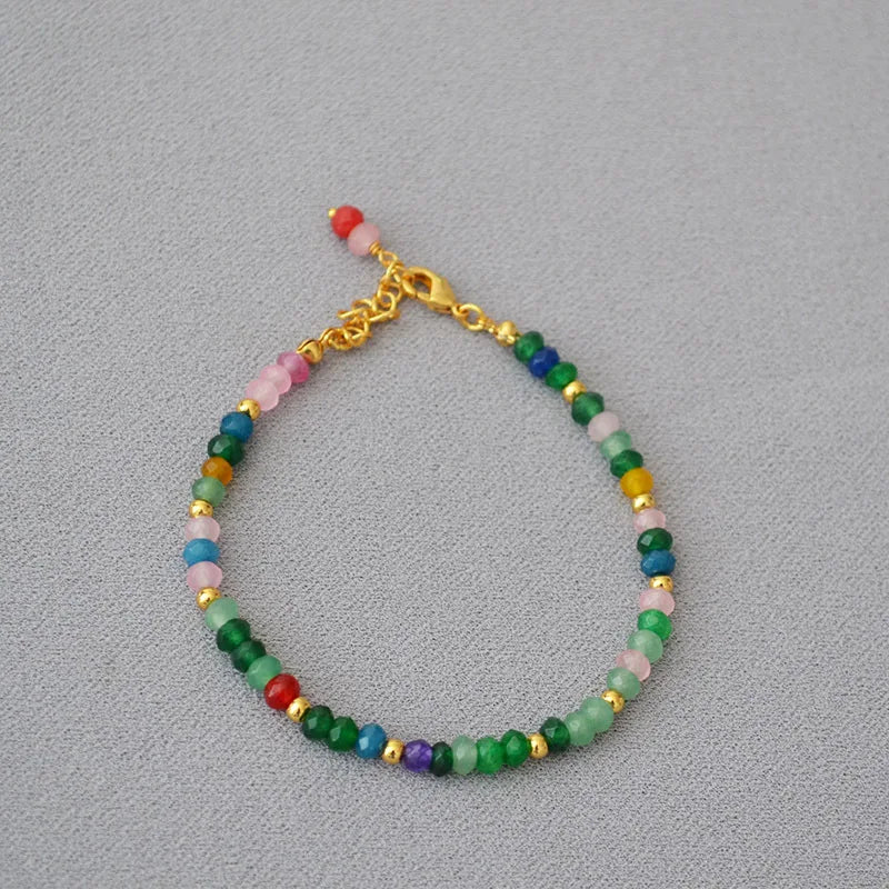 Tiny Multicolor Agate Beads Bracelet for Women