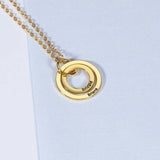 Dainty Round Double Hoop Charm Name Pendant Necklace for Women