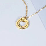 Dainty Round Double Hoop Charm Name Pendant Necklace for Women