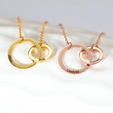 Dainty Round Double Hoop Charm Name Pendant Necklace for Women