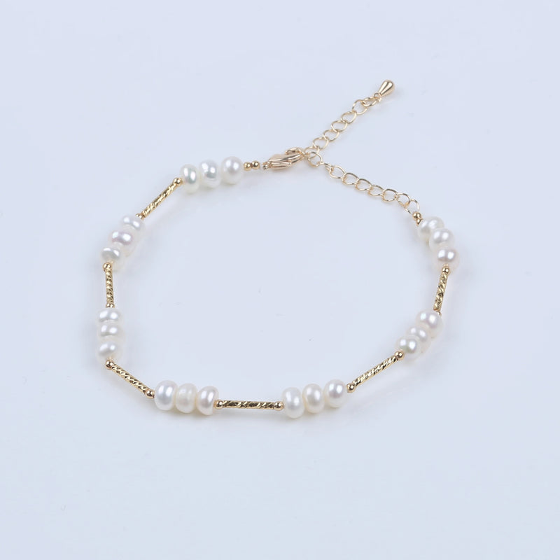 Valentine Charm Silver Pearl Bracelet for Women
