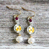 Vintage Two-Tone Pearl Earrings Bohemian Brincos Jewelry O4D288