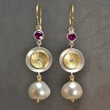 Vintage Two-Tone Pearl Earrings Bohemian Brincos Jewelry O4D288
