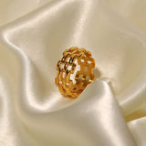 Hollow Chain Ring 18K Plated Stainless Steel Jewelry