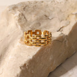 Hollow Chain Ring 18K Plated Stainless Steel Jewelry