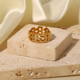 Hollow Chain Ring 18K Plated Stainless Steel Jewelry