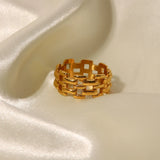 Hollow Chain Ring 18K Plated Stainless Steel Jewelry