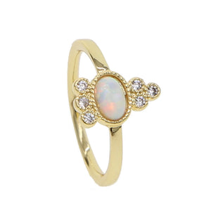 Dainty Fire Opal Thin cz Ring Zircon Ring Stackable Wedding Rings