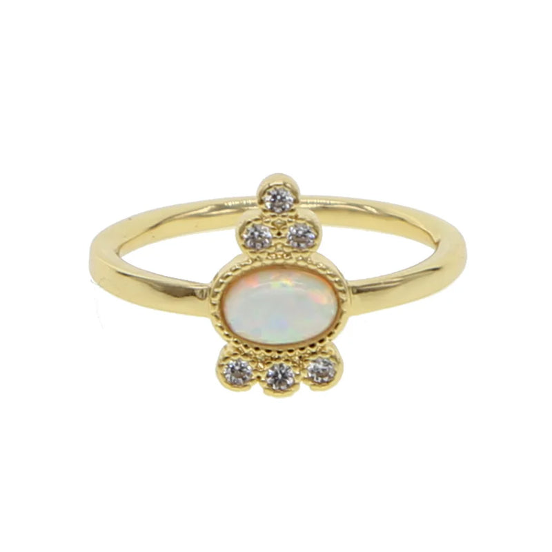 Dainty Fire Opal Thin cz Ring Zircon Ring Stackable Wedding Rings