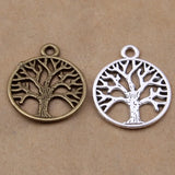 150pcs Vintage Metal Alloy Round Retro Peace Tree of Life Charms Pendants