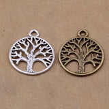 150pcs Vintage Metal Alloy Round Retro Peace Tree of Life Charms Pendants
