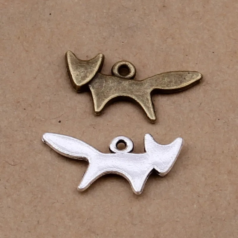 300pcs Vintage Fox Charms Pendants DIY Jewelry Making 22*11mm