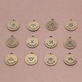 Vintage Bronze Twelve Constellations Zodiac Charms, 5 Sets, 12 pcs/set