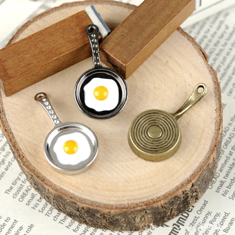 50pcs Pan Charms with Fried Eggs for Bracelet & Necklace DIY