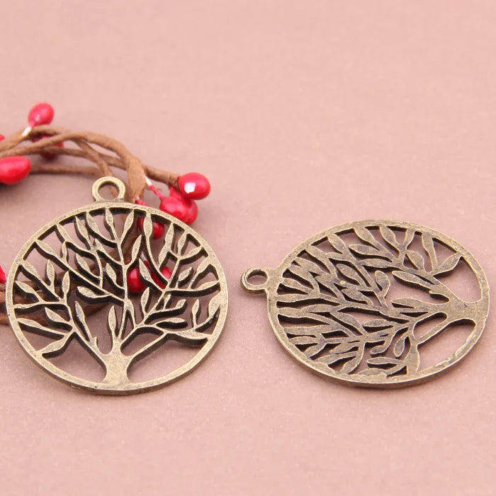50pcs Antique Bronze Tree of Life Charms for Jewelry Making DIY Craft