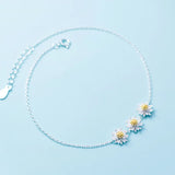 925 Silver Daisy Anklets Flowers Bracelets for Women Girls