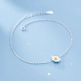 925 Sterling Silver Daisy Anklets for Women Girls