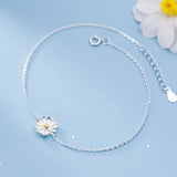 925 Sterling Silver Daisy Anklets for Women Girls