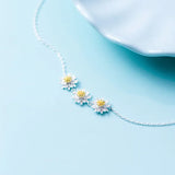 925 Silver Daisy Anklets Flowers Bracelets for Women Girls