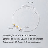 925 Silver Daisy Anklets Flowers Bracelets for Women Girls