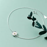 925 Sterling Silver Daisy Anklets for Women Girls