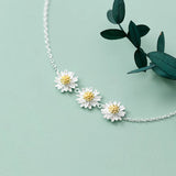 925 Silver Daisy Anklets Flowers Bracelets for Women Girls